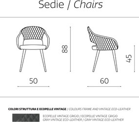 Sedia pranzo ecopelle Grigio - imbottita LIVING 2 sedie