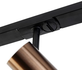 Sistema a binario monofase bronzo scuro con 4 faretti e alimentatore quadrato - Jeana
