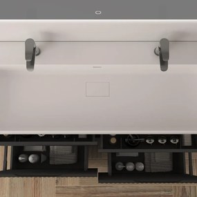 Mobile da bagno sottolavabo Cortina L120 X P45 X H 79cm, cannettato, nero opaco
