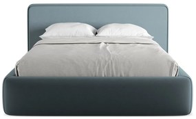 Letto matrimoniale imbottito blu con vano contenitore con griglia 140x200 cm Kiana - Makamii