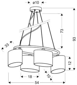Lampadario a sospensione con filo BAN 4xE14/40W/230V