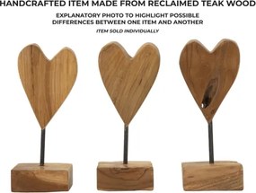 Scultura Cuore In Teak Ric. Cm 10X10X25 (Pezzi Unici - Non Rip. In Serie)