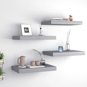 Scaffali A Parete 4 Pz Grigi 40x23x3,8 Cm İn Mdf /