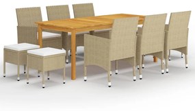 Set mobili da pranzo per giardino 11 pz beige