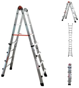 Scala telescopica FARAONE Teles in alluminio 4 + 4 gradini portata massima 150 kg EN 131 per lavori fino a 3.5 m