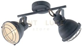 Applique a parete cuba grigia e bianco 2 luci attacco e14 44,5x13x1...