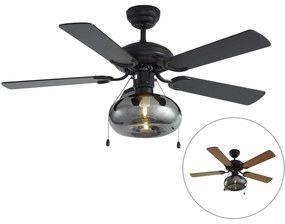 Ventilatore da soffitto nero 107,5 cm con interruttore a tirante - Mistral Busa