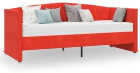 Dormeuse con Materasso USB Rosso Vino in Velluto 90x200 cm