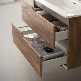 Mobile bagno sospeso 80cm tabacco e tortora con lavabo Sumya