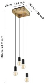 Eglo 43591 - Lampadario su corda LANA 4xE27/40W/230V