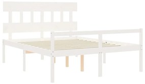 Letto per Anziani con Testiera Bianco 160x200 cm Legno Massello