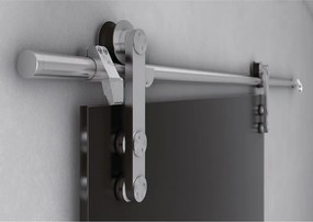 Binario per porta scorrevole da parete Lux, in inox argento spazzolato per anta in vetro, L 200 x H 12 cm