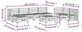 Set Salotto da Giardino 8 pz in Legno Impregnato di Pino