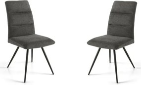 Sedia da cucina in tessuto Grigio Fumo gambe metallo HILL set 2 pezzi