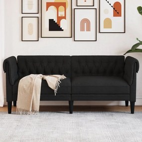 Divano Chesterfield A 2 Posti Nero İn Tessuto /