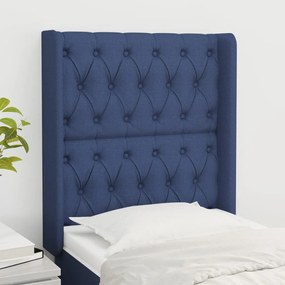 Testiera Ad Orecchio Blu 83x16x118/128 Cm İn Tessuto /