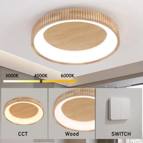 Brilagi - Plafoniera LED FALCON WOOD MODERN LED/40W/230V Ø 60 cm in legno