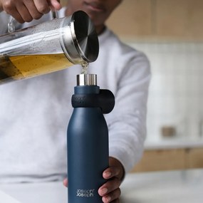 Bottiglia da viaggio in acciaio inox blu scuro 500 ml Loop - Joseph Joseph