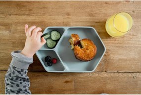 Piatto per bambini blu in silicone 16x25 cm – Kindsgut