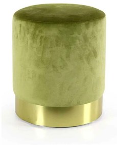 Pouf design verde chiaro velluto con oro cm 40 x 41 h