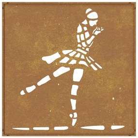 Decorazione muro giardino 55x55 cm ballerina in acciaio corten