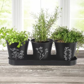 Set di vasi in metallo per erbe aromatiche 3 pz ø 11 cm Black - Orion