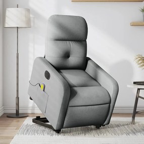 Poltrona Alzapersona Massaggi Elettrica Grigio Chiaro Tessuto /
