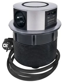 Solight PP120CW-PD20- Colonna per tavolo con Qi 3x230V+1xUSB-A+1xUSB-C