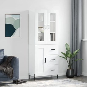 Credenza bianco lucido 69,5x34x180 cm in legno multistrato