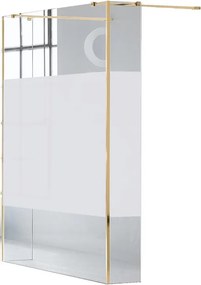 Box doccia walk-in Wens, vetro serigrafato 6 mm, H 200 cm, profilo dorato