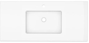 Lavabo a incasso rettangolare vasca centrale Neo L 106 x H 11 x P 49 cm in porcellana bianco lucido