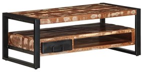 Tavolino Salotto Multicolore 90x50x36cm Legno Massello Recupero /