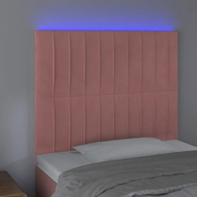 Testiera a led rosa 90x5x118/128 cm in velluto