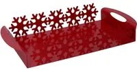 Vassoio metallo fiocco neve rosso rettangolare cm41x20h6,5