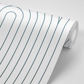 Carta da parati – Motivo arcobaleno bianco-blu Mid-Century