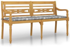 Panchina batavia con cuscino motivo grigio 150 cm massello teak