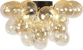 Plafoniera smart nera con vetro ambrato 6 luci incl. 6 WiFi G9 - Uvas