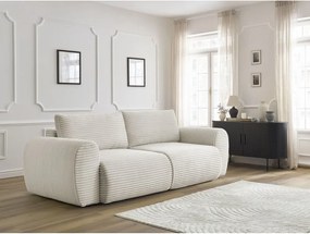 Divano color crema allungabile con rivestimento in velluto a coste 257 cm Lucien – Bobochic Paris