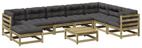 Set divani da giardino 9pz con cuscini legno impregnato di pino