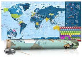 Mappa da grattare Mappa blu poster (versione inglese)