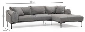 Divano angolare grigio , angolo destro Leo - Artie