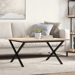 Tavolino Da Salotto Telaio A X 80x80x45 Cm Legno Pino E Acciaio /