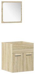 Set mobili da bagno 4 pz rovere sonoma in legno multistrato