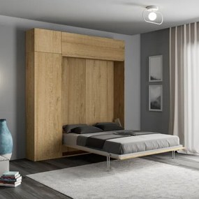 Letto matrimoniale a scomparsa 160 cm con mobili Quercia KENTARO