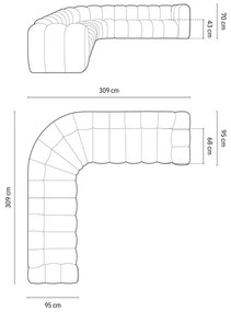 Divano angolare componibile blu con rivestimento in velluto Lupine – Micadoni
