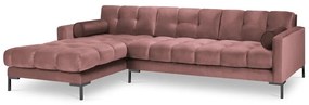 Divano angolare in velluto rosa, angolo sinistro Bali - Cosmopolitan Design