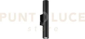 Applique a parete lord nera in acciaio e alluminio 2 luci attacco g...