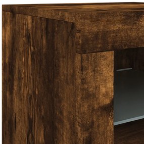 Credenza con Luci LED Rovere Fumo 123x37x67 cm