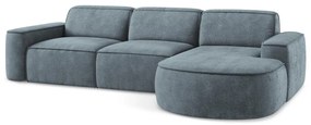 Divano angolare blu polveroso (con penisola a destra/con chaise lounge) con rivestimento in ciniglia Omao – Makamii