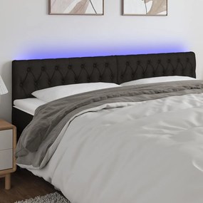 Testiera A Led Nera 180x7x78/88 Cm İn Tessuto /